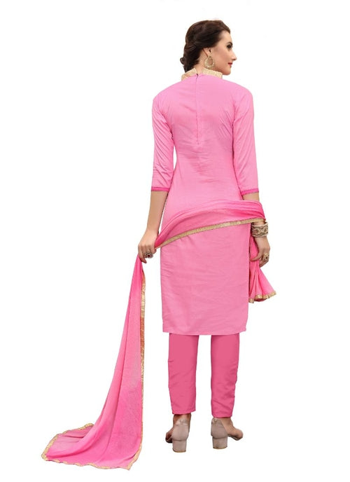 Generic Women's Cotton Salwar Material (Pink,