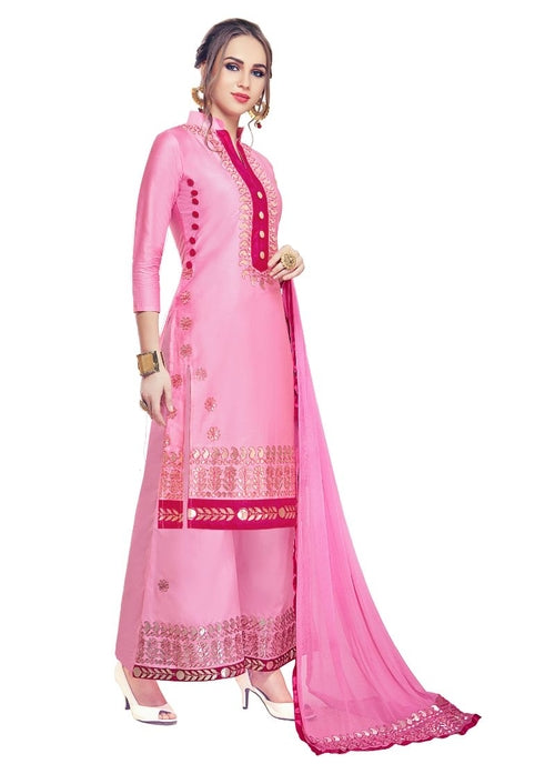 Generic Women's Cotton Salwar Material (Pink,