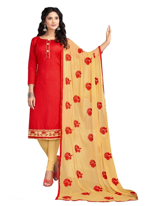 Generic Women's Cotton Salwar Material (Red,