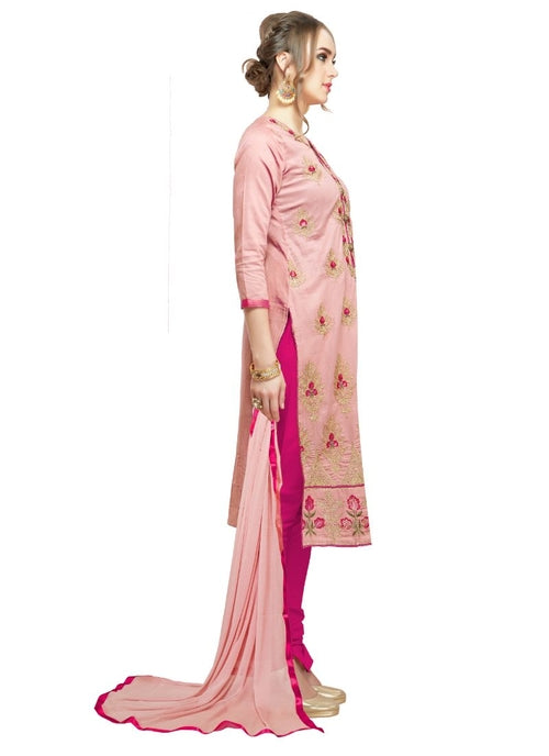 Generic Women's Cotton Salwar Material (Pink,