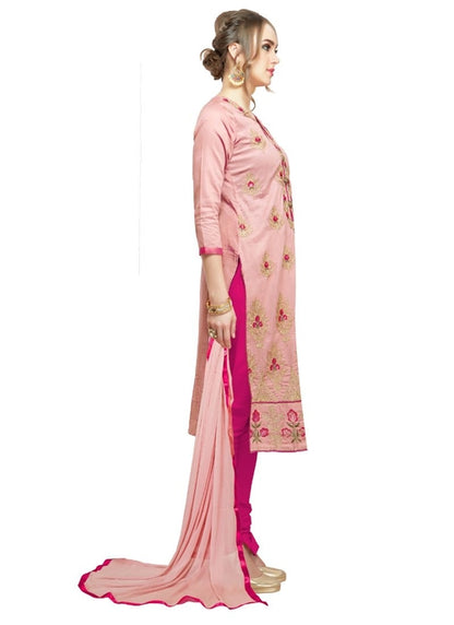 Generic Women's Cotton Salwar Material (Pink,