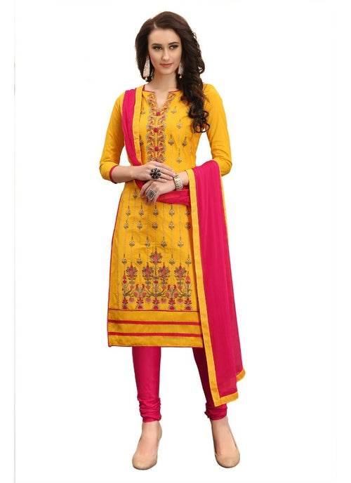 Generic Women's Cotton Salwar Material (Yellow,