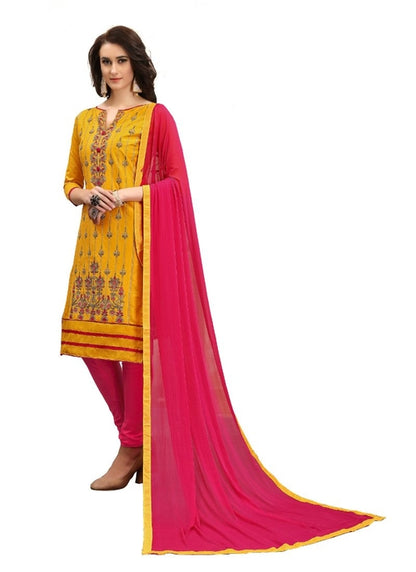 Generic Women's Cotton Salwar Material (Yellow,