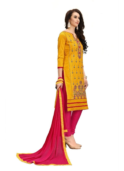 Generic Women's Cotton Salwar Material (Yellow,