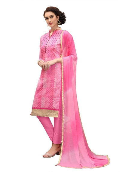 Generic Women's Cotton Salwar Material (Pink,