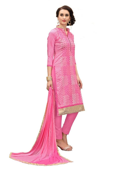 Generic Women's Cotton Salwar Material (Pink,