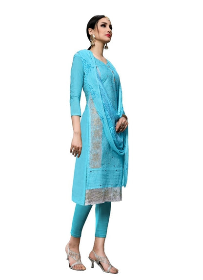 Generic Women's Cotton Salwar Material (Sky Blue,