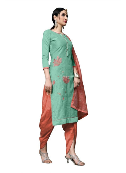 Generic Women's Cotton Salwar Material (Green,