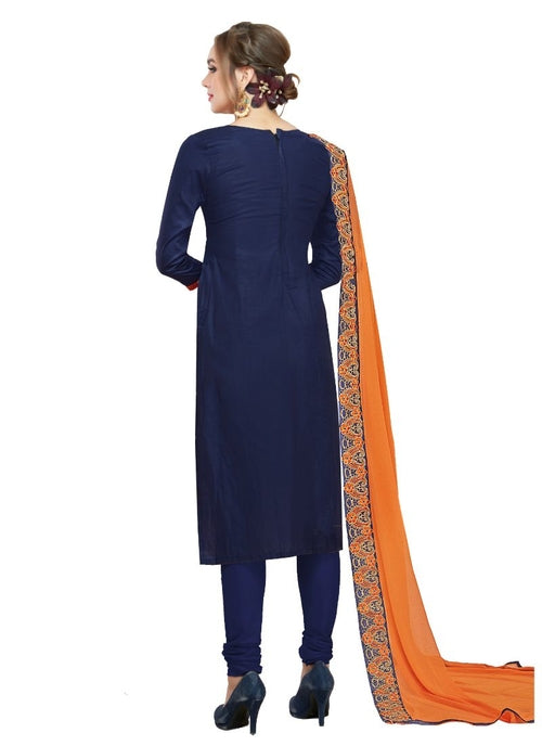Generic Women's Cotton Salwar Material (Navy Blue,