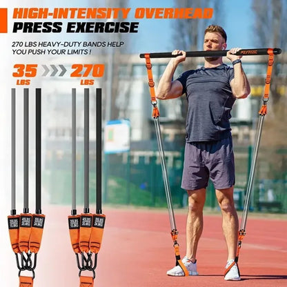 Cross Border 270 lb Full Pilates Bar Set Home Multi-function AIDS Yoga Tension Band Fitness bar