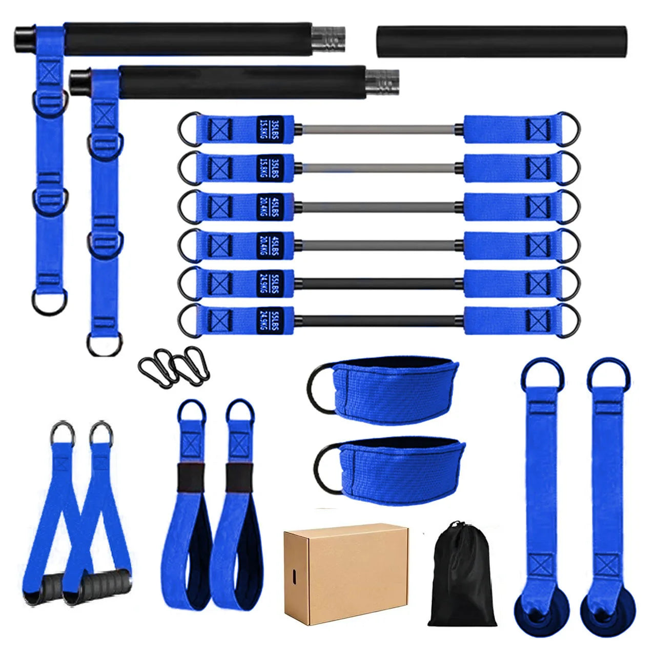 Cross Border 270 lb Full Pilates Bar Set Home Multi-function AIDS Yoga Tension Band Fitness bar