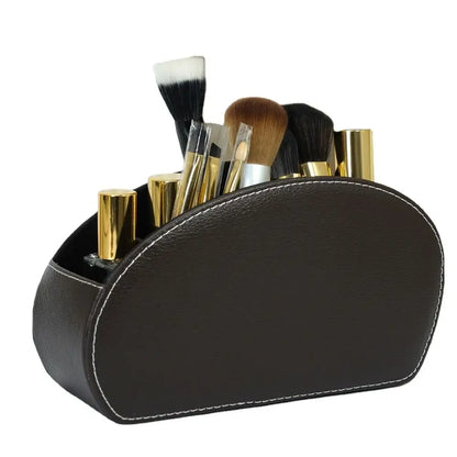 Custom Logo PU Leather Remote Control Storage Box 5 Compartments for Home Office Desktop Pen Holder Living Room Cosmetic Box