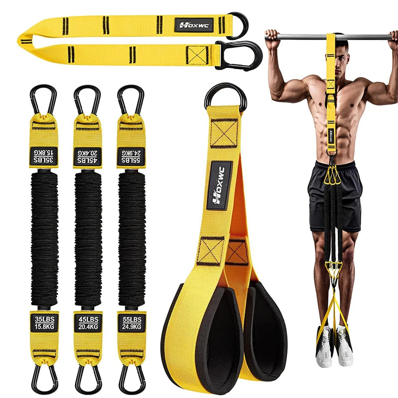 Heavy Duty Latex Assisted Pull up Bands Adjustable Weight/Size Anti-Slip High Elasticity Core Exercise Feet Mats