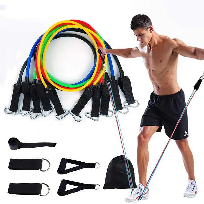 Latex Resistant Toning Tube 11pcs Elastic Latex Fitness Workout Exercise Resistance Tube Set