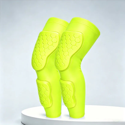 Youth Long Compression Leg Sleeves with Honeycomb Pads Kids Shin Guard & Knee Protector Sleeves