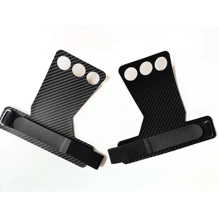 3 Hole Anti Tear Carbon Fiber Leather Hand Grips for Gymnastics Weightlifting