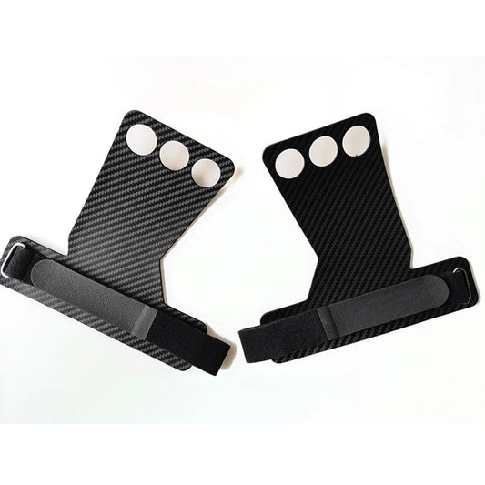 3 Hole Anti Tear Carbon Fiber Leather Hand Grips for Gymnastics Weightlifting