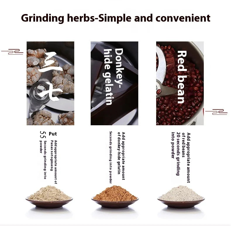 Kitchen Stainless Steel Ultra-Fine Pulverizer Household Electric Grinding Machine Blenders for Medicinal Materials Grains