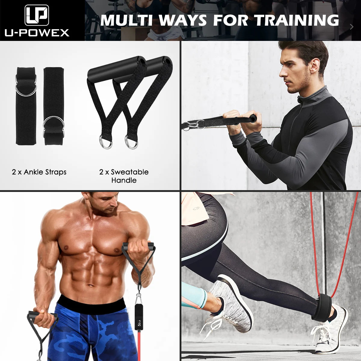 5 Levels Heavy Duty Adjustable Gym Fitness Workout Elastic 11pcs Latex Resistance Bands Tube Set