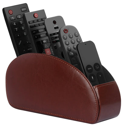 Custom Logo PU Leather Remote Control Storage Box 5 Compartments for Home Office Desktop Pen Holder Living Room Cosmetic Box