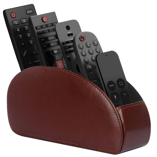 Custom Logo PU Leather Remote Control Storage Box 5 Compartments for Home Office Desktop Pen Holder Living Room Cosmetic Box
