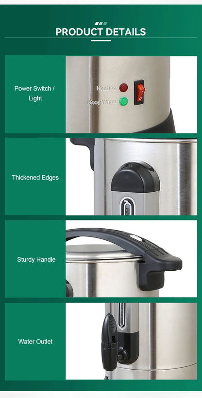 Factory Price 10L Electric Hot Water Boiler Temperature Control Non-Drip Auto Shut Tap Home Commercial Hotel Coffee Household