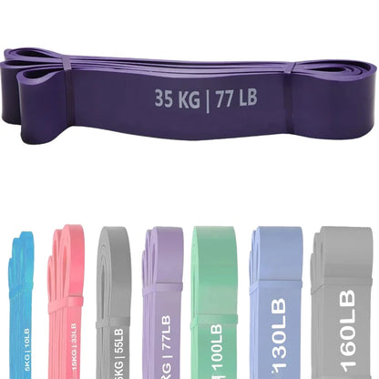 35KGS Purple Natural Latex Exercise Band 77LBS Ultimate Range of Resistance Loop Gym Fitness Training Set Made of Nylon Rubber