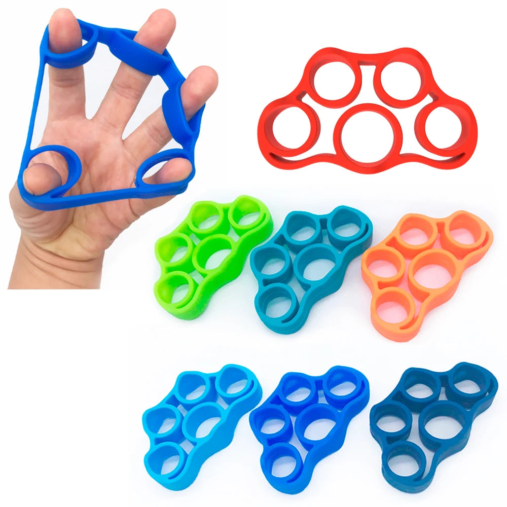 Anti-Slip Circular Silicone Five Finger Pulling Device 6-Piece Set Light/Medium/Heavy Resistance Hand Rehabilitation Hand