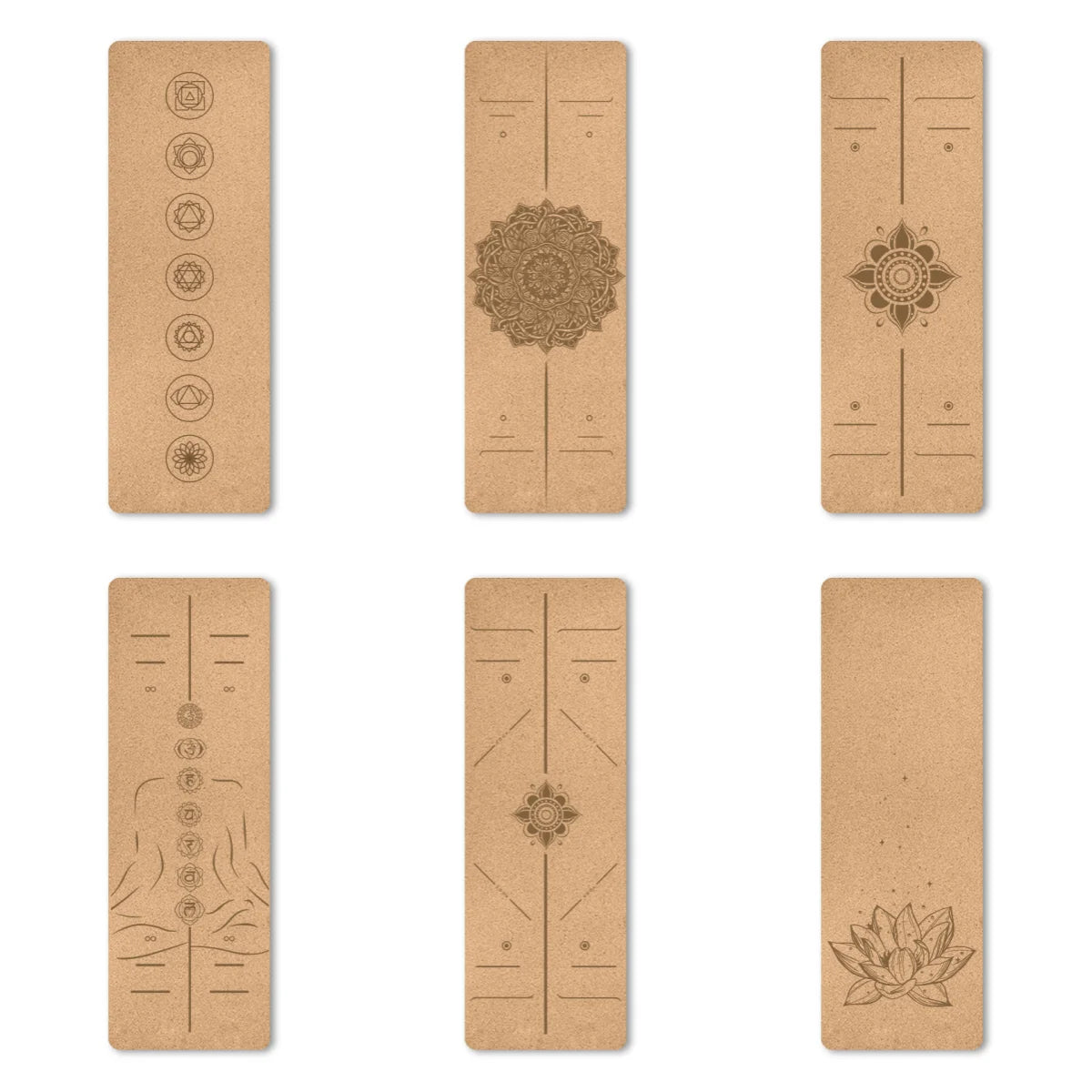 Wholesale 5-10mm Thick Eco-Friendly Cork Yoga Mat Custom Printed Pilates Gym Fitness Non-Slip Surface Rectangle 183cm