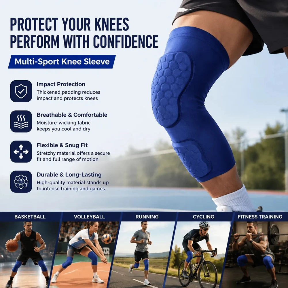 Youth Long Compression Leg Sleeves with Honeycomb Pads Kids Shin Guard & Knee Protector Sleeves