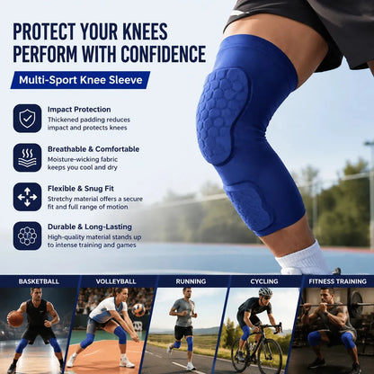 Youth Long Compression Leg Sleeves with Honeycomb Pads Kids Shin Guard & Knee Protector Sleeves