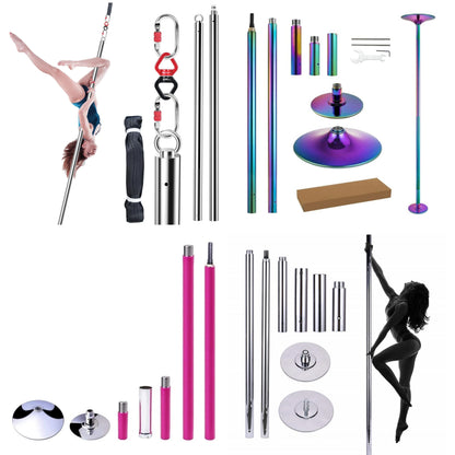 Static Pink Polished Steel Portable Dance Pole Removable Fitness Exercise Aerial Tube Home Apartment Club HM HM-594