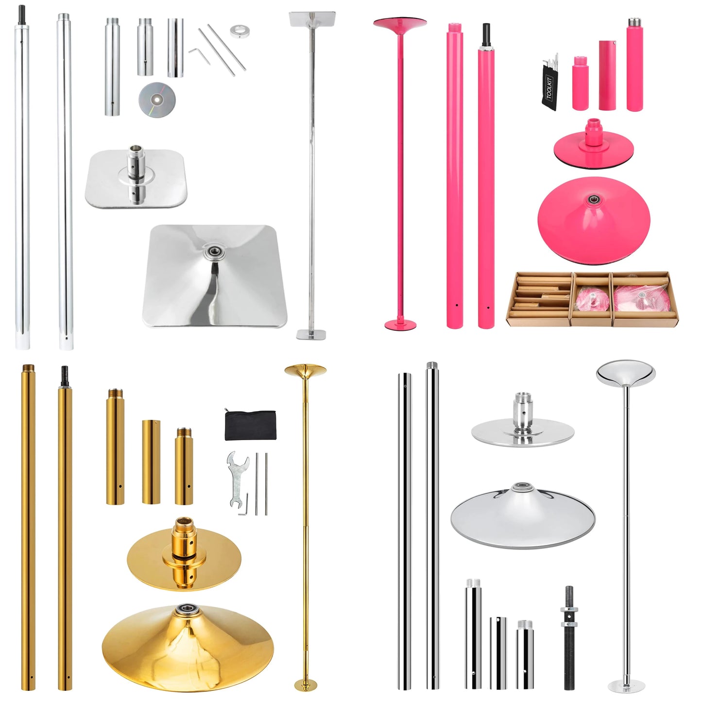 Static Pink Polished Steel Portable Dance Pole Removable Fitness Exercise Aerial Tube Home Apartment Club HM HM-594