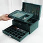 A Luxurious Dark Green Jewelry Storage Box, Designed Specifically Exquisite Three-tiered Drawer-style Jewelry Box