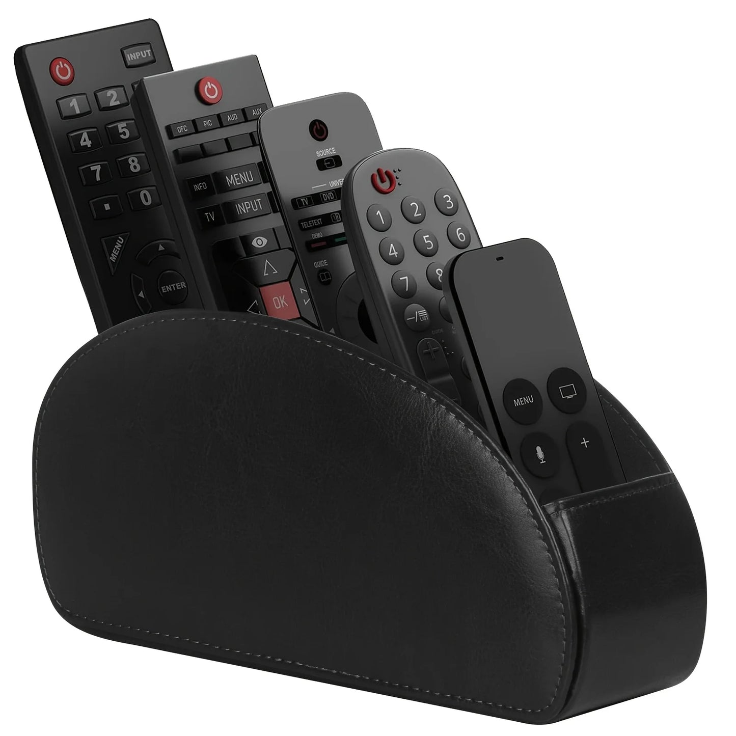 Custom Logo PU Leather Remote Control Storage Box 5 Compartments for Home Office Desktop Pen Holder Living Room Cosmetic Box