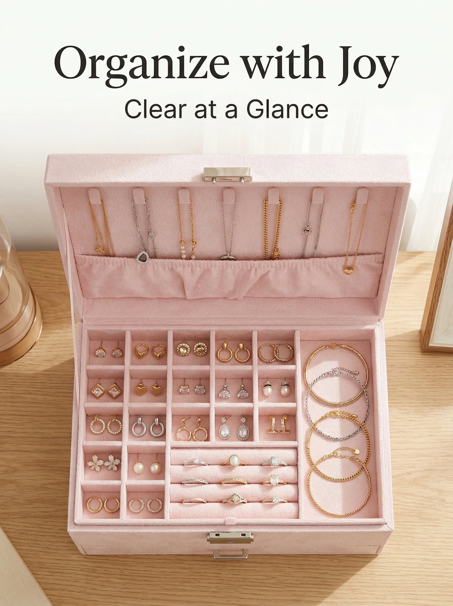 A Luxurious Dark Green Jewelry Storage Box, Designed Specifically Exquisite Three-tiered Drawer-style Jewelry Box