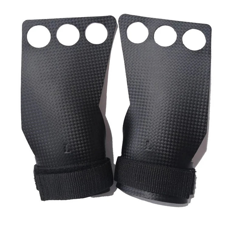 3 Hole Anti Tear Carbon Fiber Leather Hand Grips for Gymnastics Weightlifting