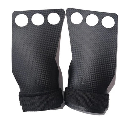 3 Hole Anti Tear Carbon Fiber Leather Hand Grips for Gymnastics Weightlifting