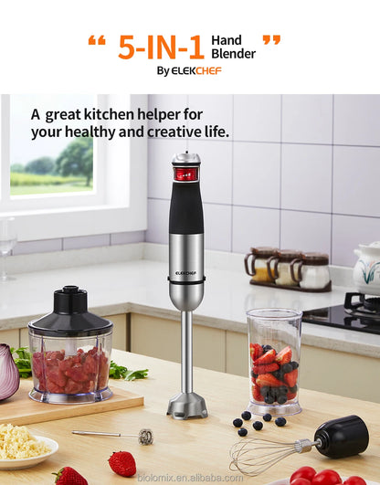 Multifunction 5 in 1 Electric Immersion Mixer Food Processor Chopper Portable Hand Mixer Mini Blender 1200W Ice Smoothie Maker