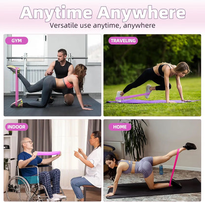 Natural Latex Rubber Elastic Exercise Bands Set for Home Workout Yoga Pilates Rehab Fitness Strength Booty Hip Workout