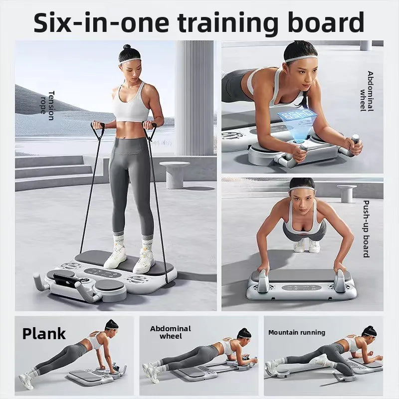 6-in-1 Multifunctional PC Fitness Board Abdominal Wheel Automatic Rebound Core Muscle Abs Muscle Slimming Eco-Friendly Unisex