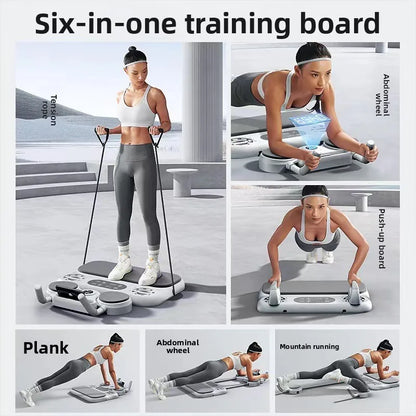 6-in-1 Multifunctional PC Fitness Board Abdominal Wheel Automatic Rebound Core Muscle Abs Muscle Slimming Eco-Friendly Unisex