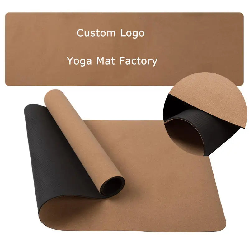 Wholesale 5-10mm Thick Eco-Friendly Cork Yoga Mat Custom Printed Pilates Gym Fitness Non-Slip Surface Rectangle 183cm