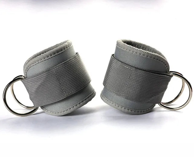 2024  High Quality Polyester Fabric Ankle D Ring Straps Neoprene Padded Gym Sport Resistance Cable Machine Strips