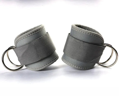 2024  High Quality Polyester Fabric Ankle D Ring Straps Neoprene Padded Gym Sport Resistance Cable Machine Strips