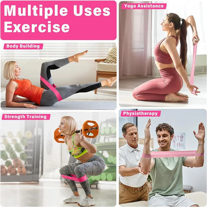 Natural Latex Rubber Elastic Exercise Bands Set for Home Workout Yoga Pilates Rehab Fitness Strength Booty Hip Workout