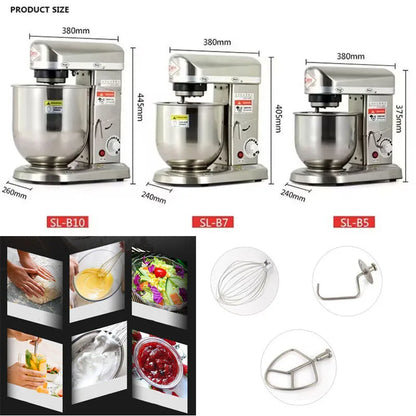 Electric Stand Food Mixer Stainless Steel Chef Machine 5L Bowl Cream Blender Knead Dough Machine Cake Bread Whisk Egg Beater