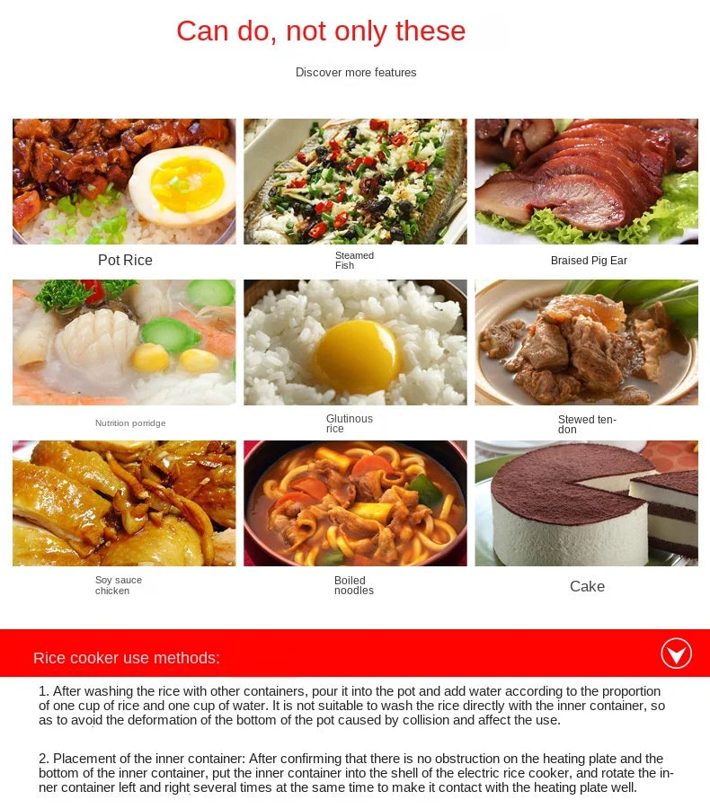 110V 1950W Large Round Electric Rice Cooker 20L with Cake & Rice Function