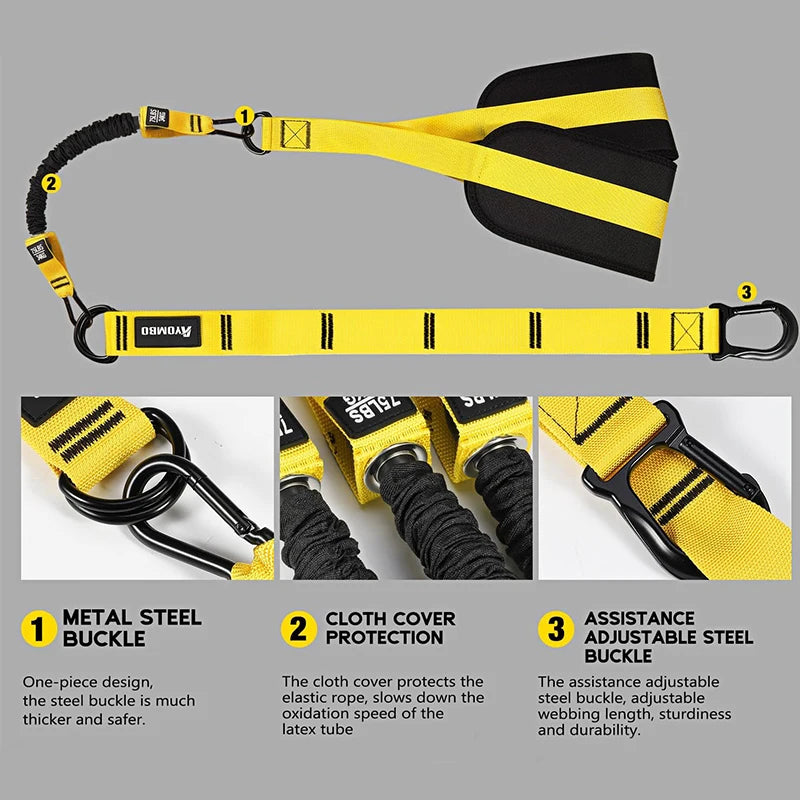 Heavy Duty Latex Assisted Pull up Bands Adjustable Weight/Size Anti-Slip High Elasticity Core Exercise Feet Mats