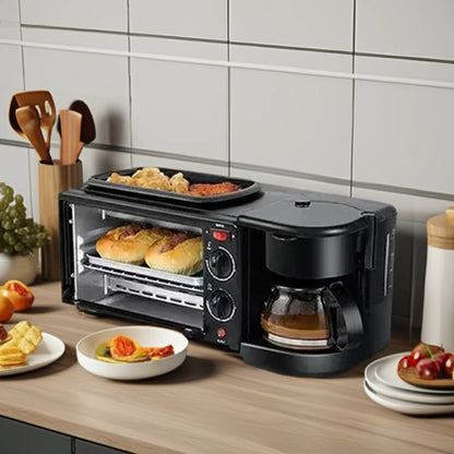 Global Hot Selling Frying Pan Oven Coffee Machine 3-in-1 Breakfast Machine for Baking Toast, Boiling Coffee, and Frying Eggs